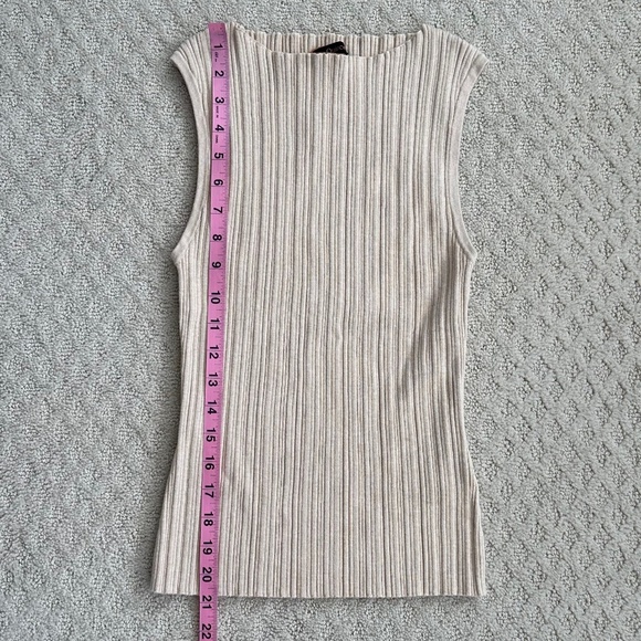 Quince Cotton Cashmere Ribbed Tank Heather Oatmeal M Wardrobe Staple Stretch NWT - Picture 14 of 15
